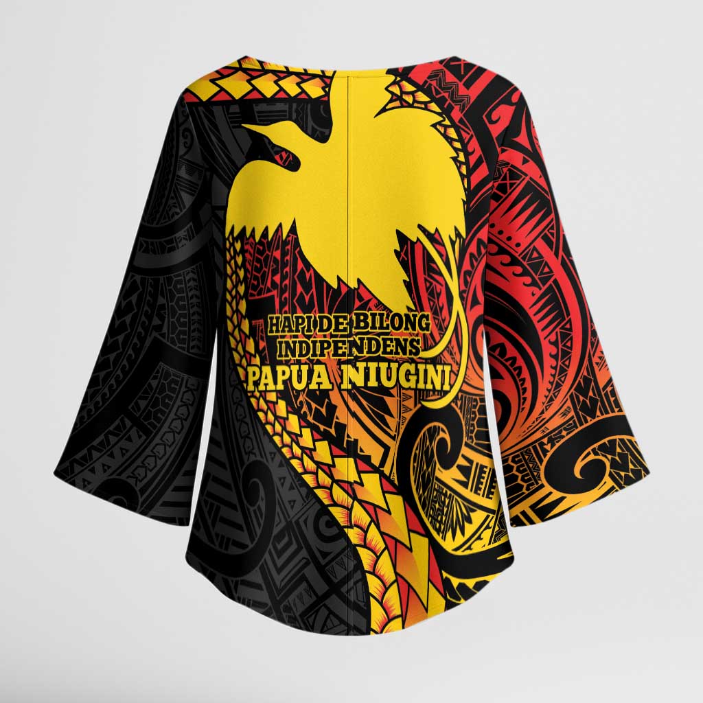 Papua New Guinea Tribal Tattoo Kimono Sleeve Blouse 50th Independence Anniversary - Polynesian Pride