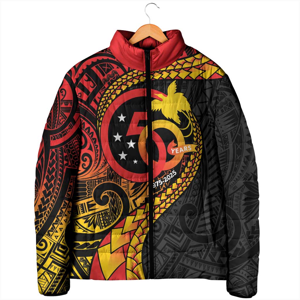 Papua New Guinea Tribal Tattoo Padded Jacket 50th Independence Anniversary - Polynesian Pride