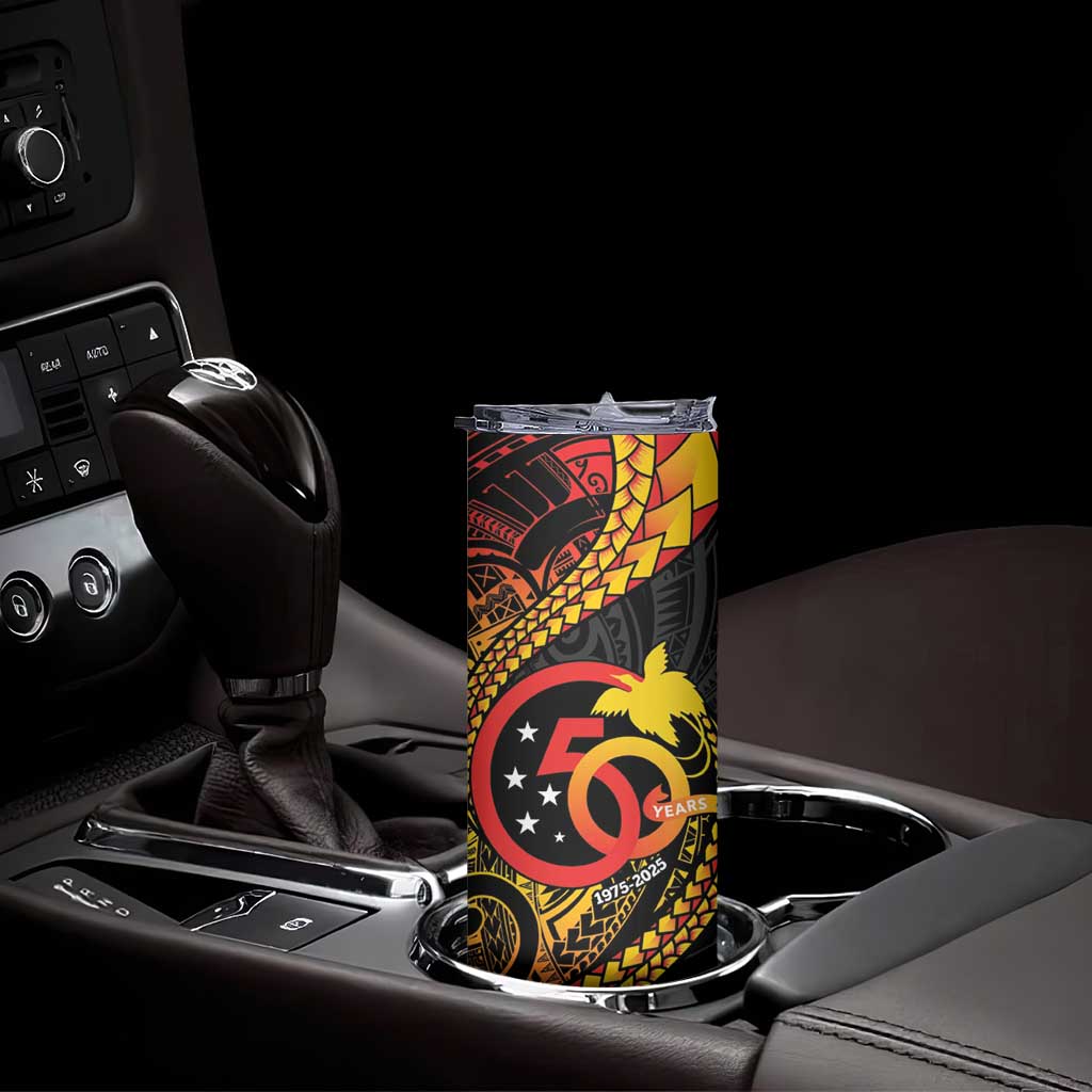 Papua New Guinea Tribal Tattoo Skinny Tumbler 50th Independence Anniversary