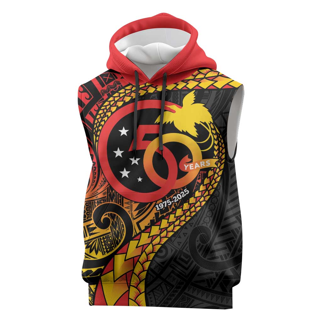 Papua New Guinea Tribal Tattoo Sleeveless Hoodie 50th Independence Anniversary - Polynesian Pride