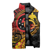 Papua New Guinea Tribal Tattoo Sleeveless Puffer Jacket 50th Independence Anniversary - Polynesian Pride