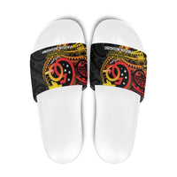 Papua New Guinea Tribal Tattoo Slide Sandals 50th Independence Anniversary - Polynesian Pride
