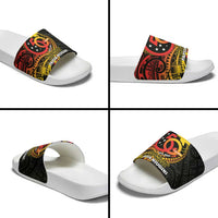 Papua New Guinea Tribal Tattoo Slide Sandals 50th Independence Anniversary - Polynesian Pride