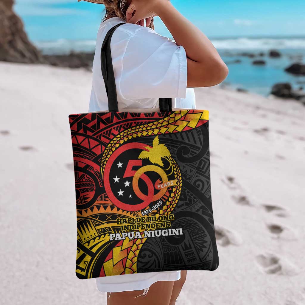Papua New Guinea Tribal Tattoo Tote Bag 50th Independence Anniversary - Polynesian Pride