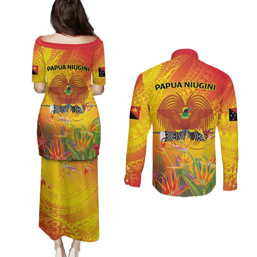 Papua New Guinea Unity in Diversity Couples Matching Puletasi and Long Sleeve Button Shirt 50th Indipendens Papua Niugini