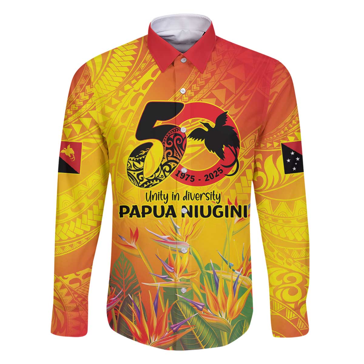 Papua New Guinea Unity in Diversity Family Matching Off The Shoulder Long Sleeve Dress and Hawaiian Shirt 50th Indipendens Papua Niugini