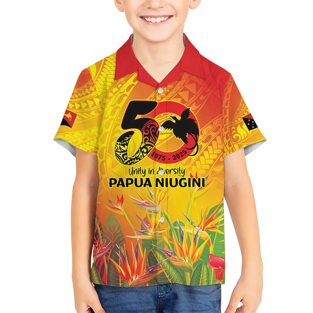 Papua New Guinea Unity in Diversity Kid Hawaiian Shirt 50th Indipendens Papua Niugini