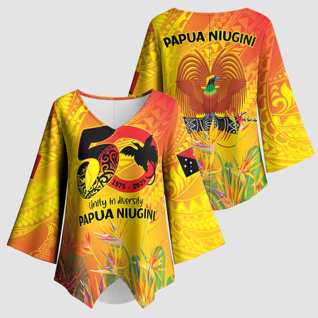 Papua New Guinea Unity in Diversity Kimono Sleeve Blouse 50th Indipendens Papua Niugini - Polynesian Pride