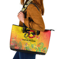 Papua New Guinea Unity in Diversity Leather Tote Bag 50th Indipendens Papua Niugini