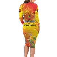 Papua New Guinea Unity in Diversity Long Sleeve Bodycon Dress 50th Indipendens Papua Niugini
