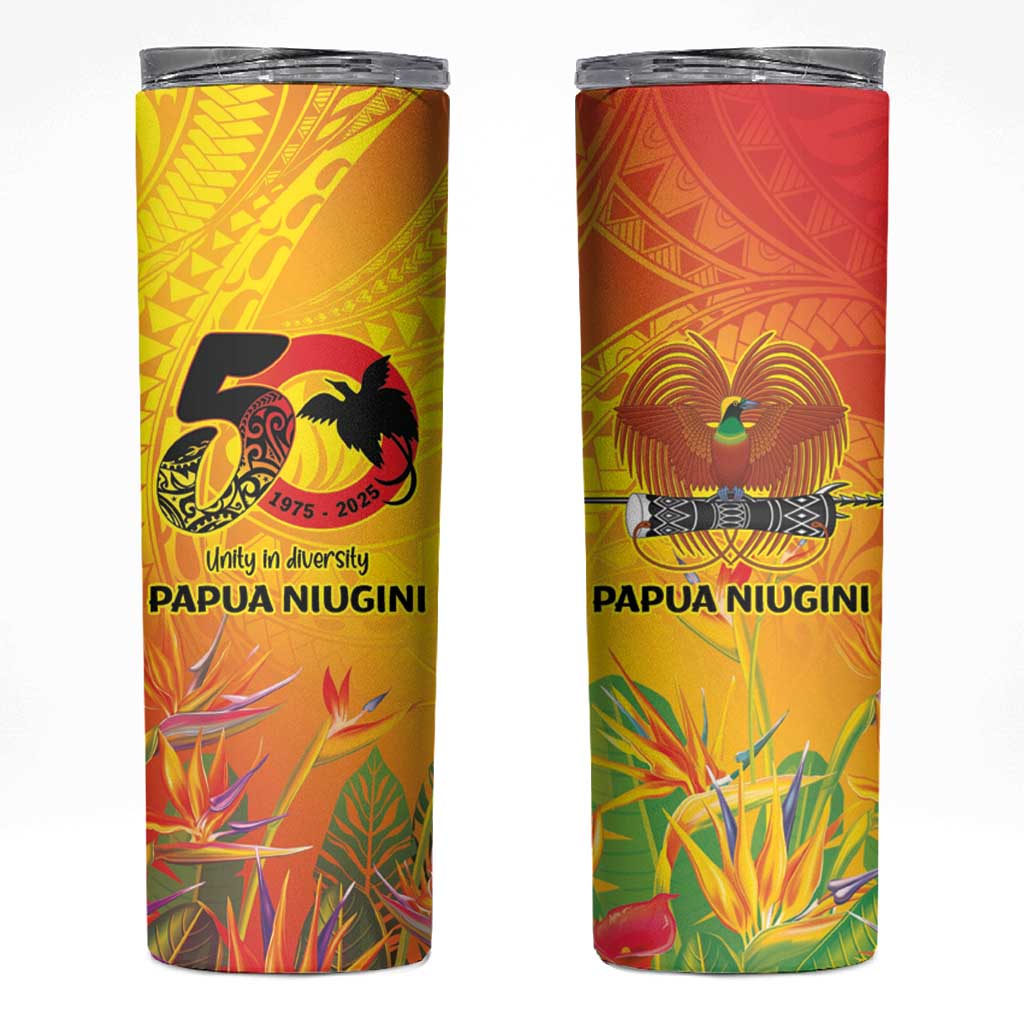 Papua New Guinea Unity in Diversity Skinny Tumbler 50th Indipendens Papua Niugini LT9 Gold - Polynesian Pride