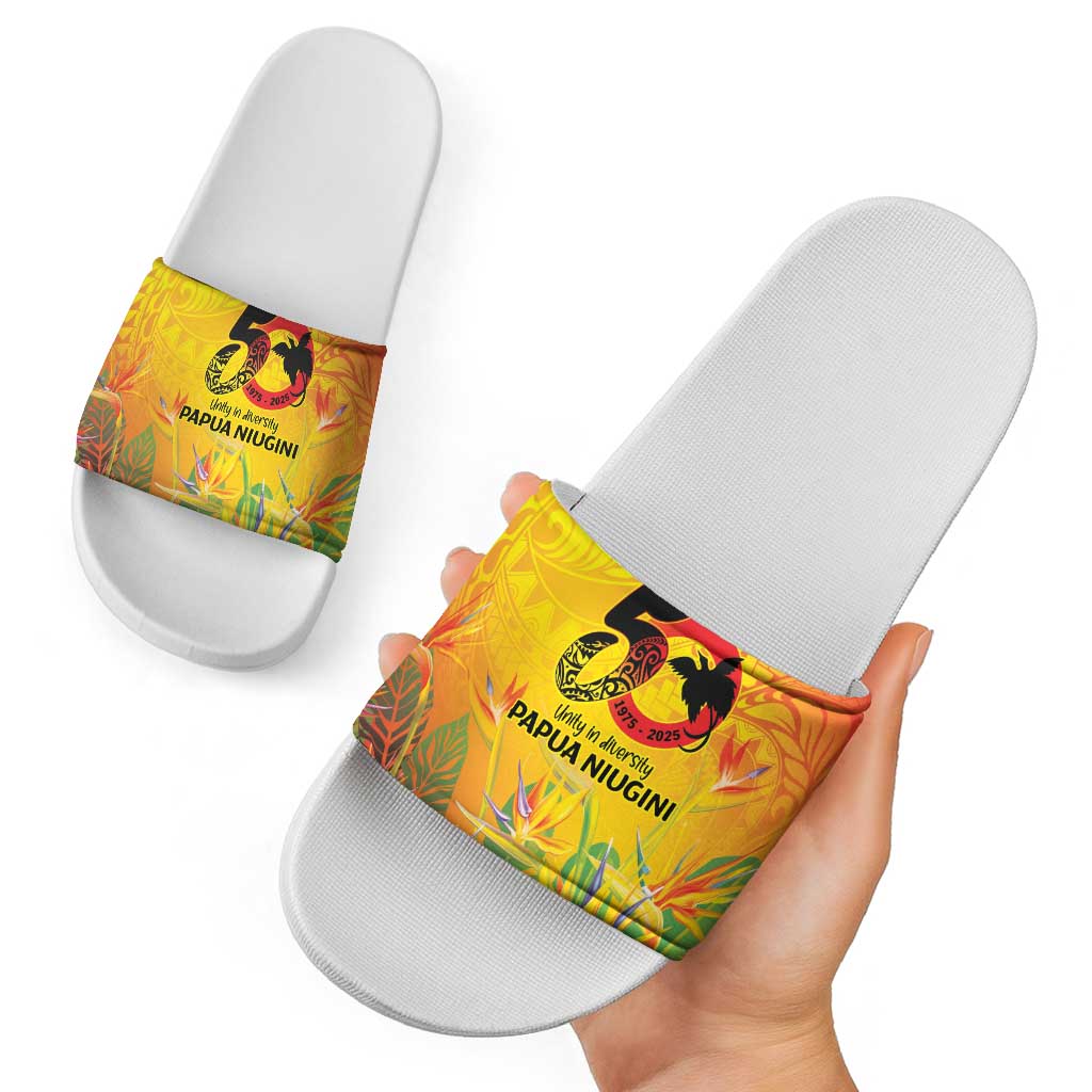 Papua New Guinea Unity in Diversity Slide Sandals 50th Indipendens Papua Niugini - Polynesian Pride