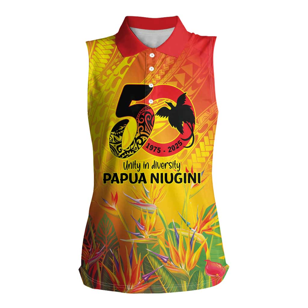 Papua New Guinea Unity in Diversity Women Sleeveless Polo Shirt 50th Indipendens Papua Niugini