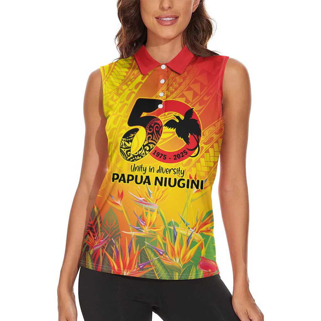 Papua New Guinea Unity in Diversity Women Sleeveless Polo Shirt 50th Indipendens Papua Niugini