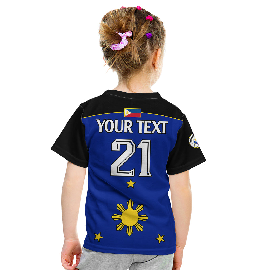 (Custom Text And Number) Philippines Concept Home Football Kid T Shirt Pilipinas Flag Black Style 2023 LT9 - Polynesian Pride
