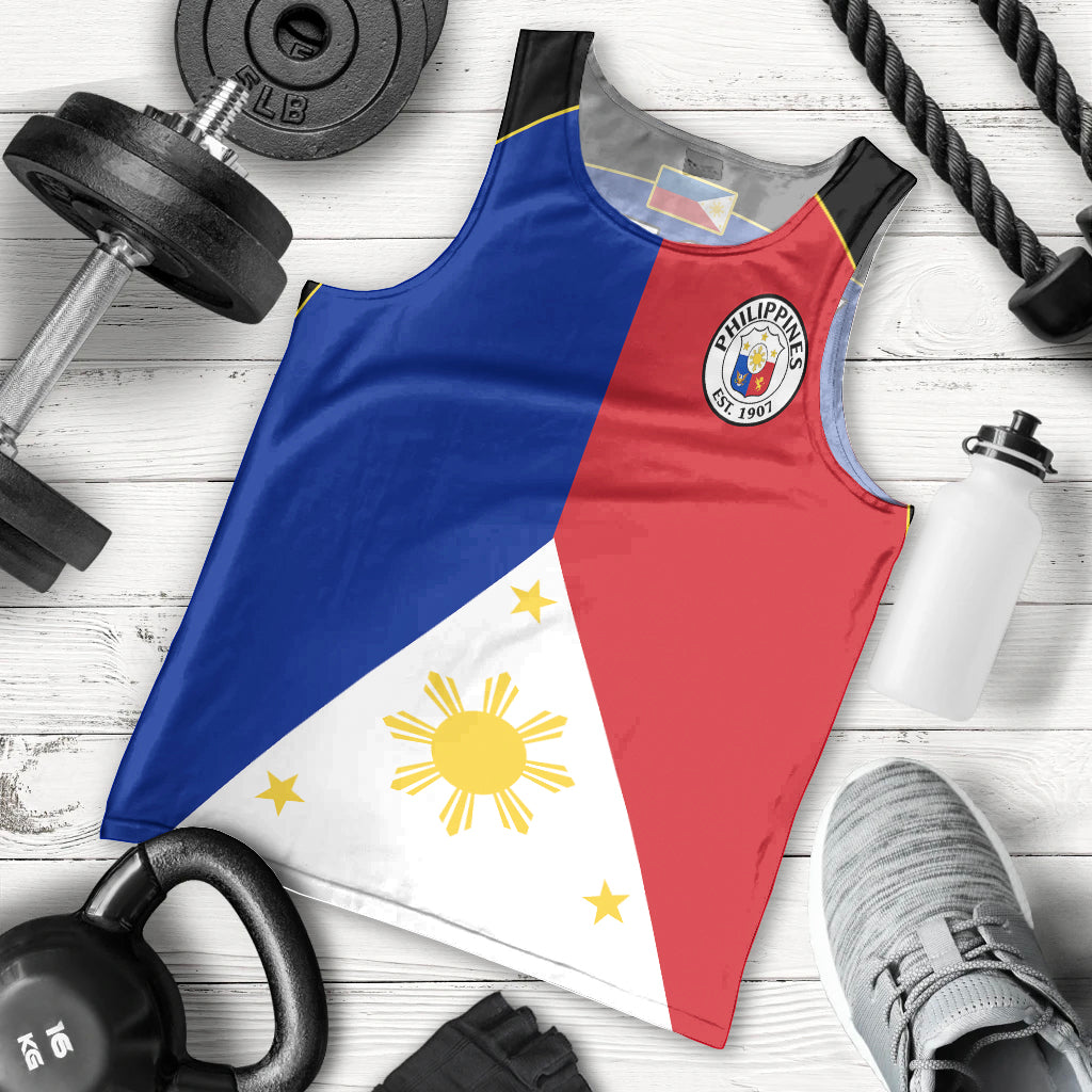 (Custom Text And Number) Philippines Concept Home Football Men Tank Top Pilipinas Flag Black Style 2023 LT9 Black - Polynesian Pride