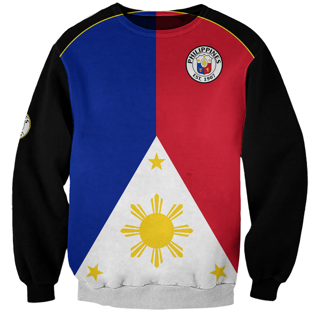 (Custom Text And Number) Philippines Concept Home Football Sweatshirt Pilipinas Flag Black Style 2023 LT9 Unisex Black - Polynesian Pride