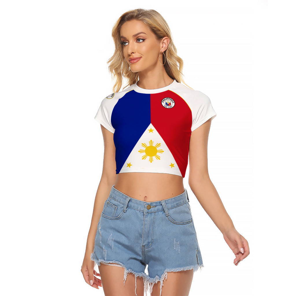 Philippines Concept Home Football Raglan Cropped T Shirt Pilipinas Flag White Style 2023 LT9 Female White - Polynesian Pride