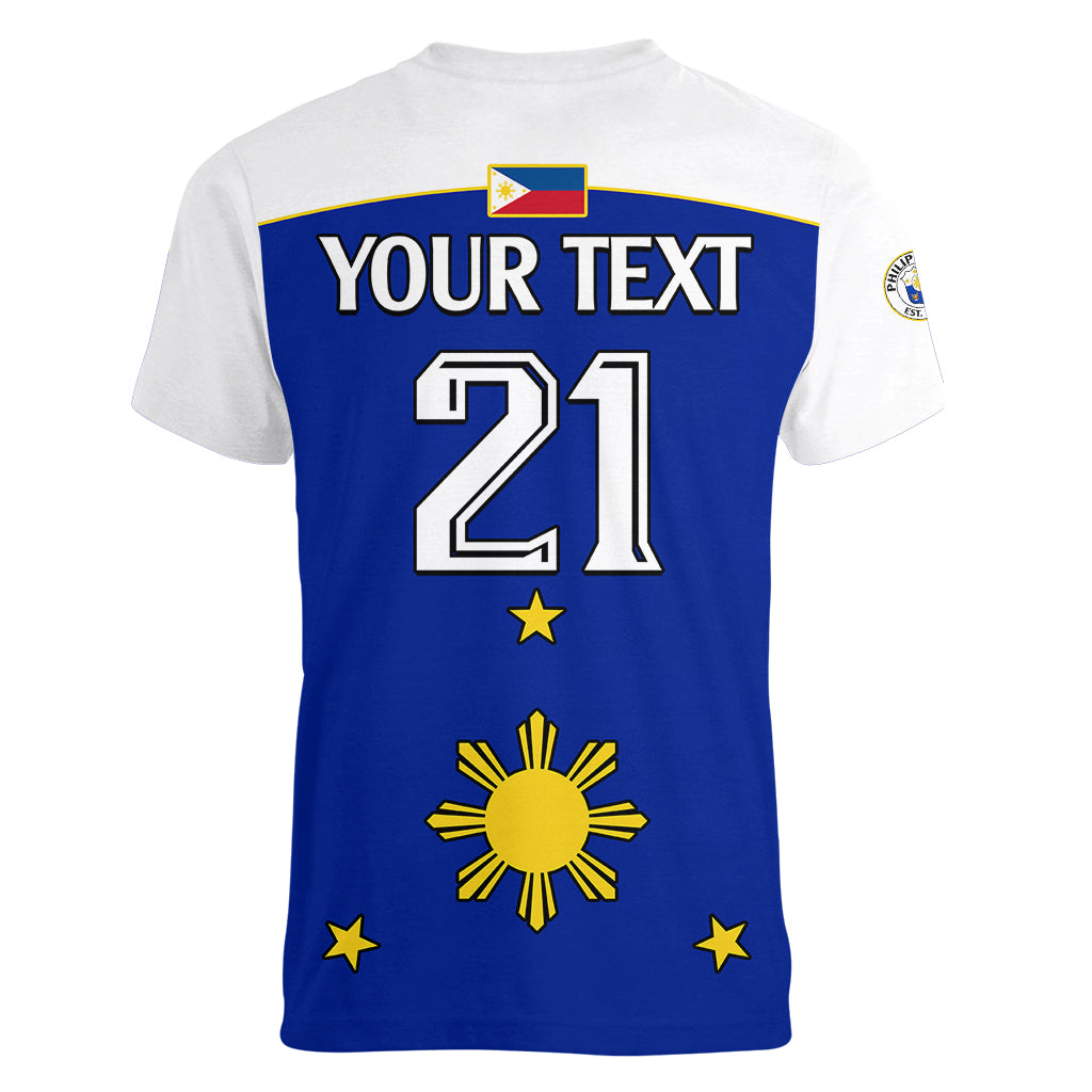(Custom Text And Number) Philippines Concept Home Football Women V Neck T Shirt Pilipinas Flag White Style 2023 LT9 - Polynesian Pride