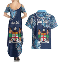 Personalised Fiji 54th Anniversary Couples Matching Summer Maxi Dress and Hawaiian Shirt Siga Ni Bula Galala Marautaki O Viti LT9