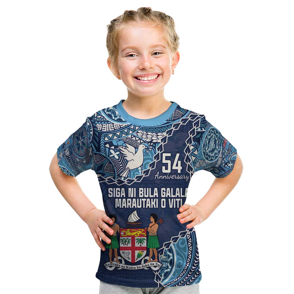 Personalised Fiji 54th Anniversary Kid T Shirt Siga Ni Bula Galala Marautaki O Viti LT9