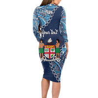 Personalised Fiji 54th Anniversary Long Sleeve Bodycon Dress Siga Ni Bula Galala Marautaki O Viti LT9