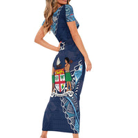 Personalised Fiji 54th Anniversary Short Sleeve Bodycon Dress Siga Ni Bula Galala Marautaki O Viti LT9