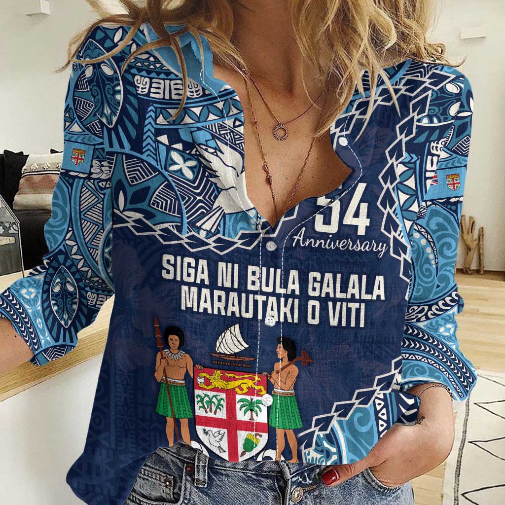 Personalised Fiji 54th Anniversary Women Casual Shirt Siga Ni Bula Galala Marautaki O Viti LT9