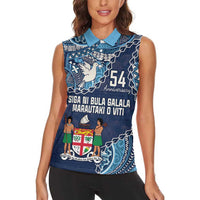 Personalised Fiji 54th Anniversary Women Sleeveless Polo Shirt Siga Ni Bula Galala Marautaki O Viti LT9