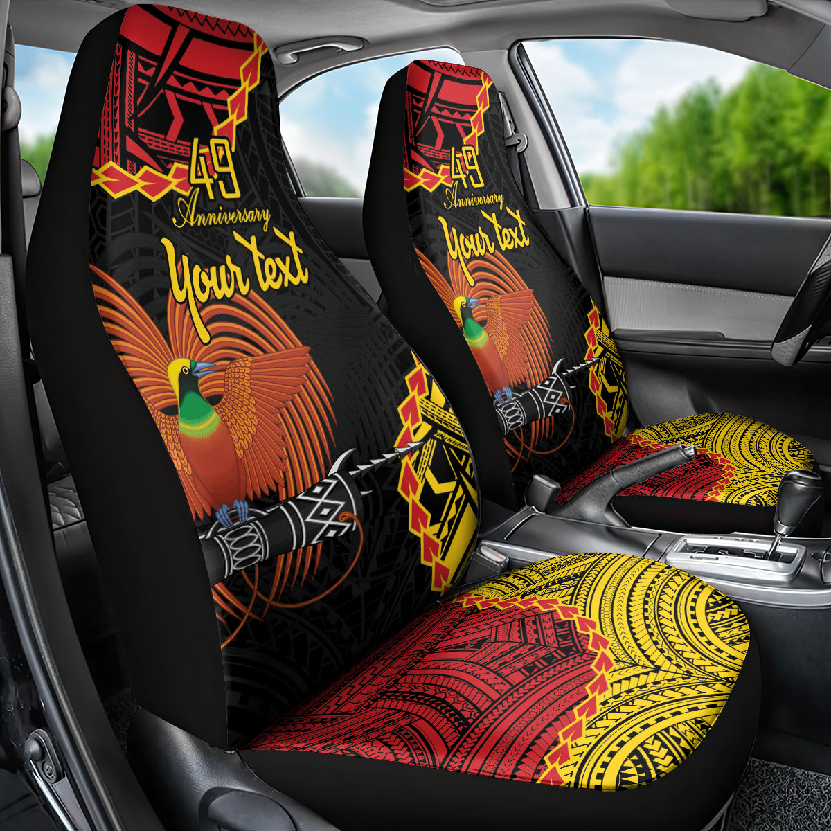 Personalised Papua New Guinea 49th Anniversary Car Seat Cover Hapi De bilong Indipendens Papua Niugini