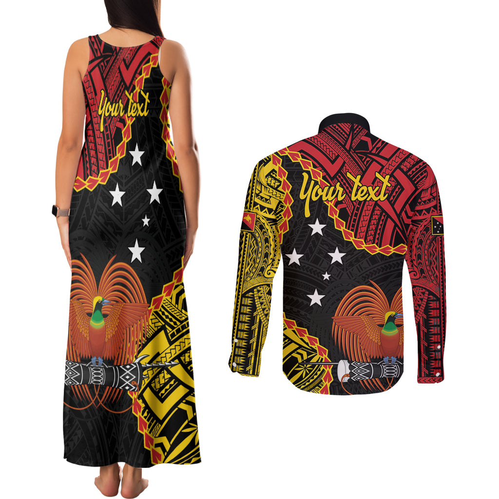 Personalised Papua New Guinea 49th Anniversary Couples Matching Tank Maxi Dress and Long Sleeve Button Shirt Hapi De bilong Indipendens Papua Niugini