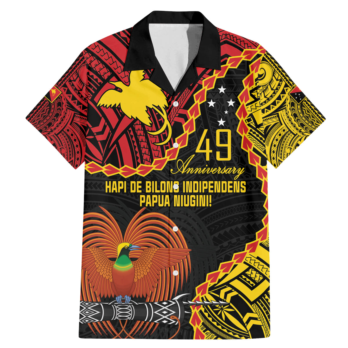 Personalised Papua New Guinea 49th Anniversary Family Matching Mermaid Dress and Hawaiian Shirt Hapi De bilong Indipendens Papua Niugini