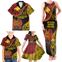 Personalised Papua New Guinea 49th Anniversary Family Matching Tank Maxi Dress and Hawaiian Shirt Hapi De bilong Indipendens Papua Niugini