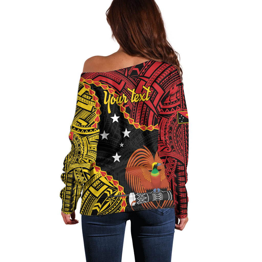 Personalised Papua New Guinea 49th Anniversary Off Shoulder Sweater Hapi De bilong Indipendens Papua Niugini