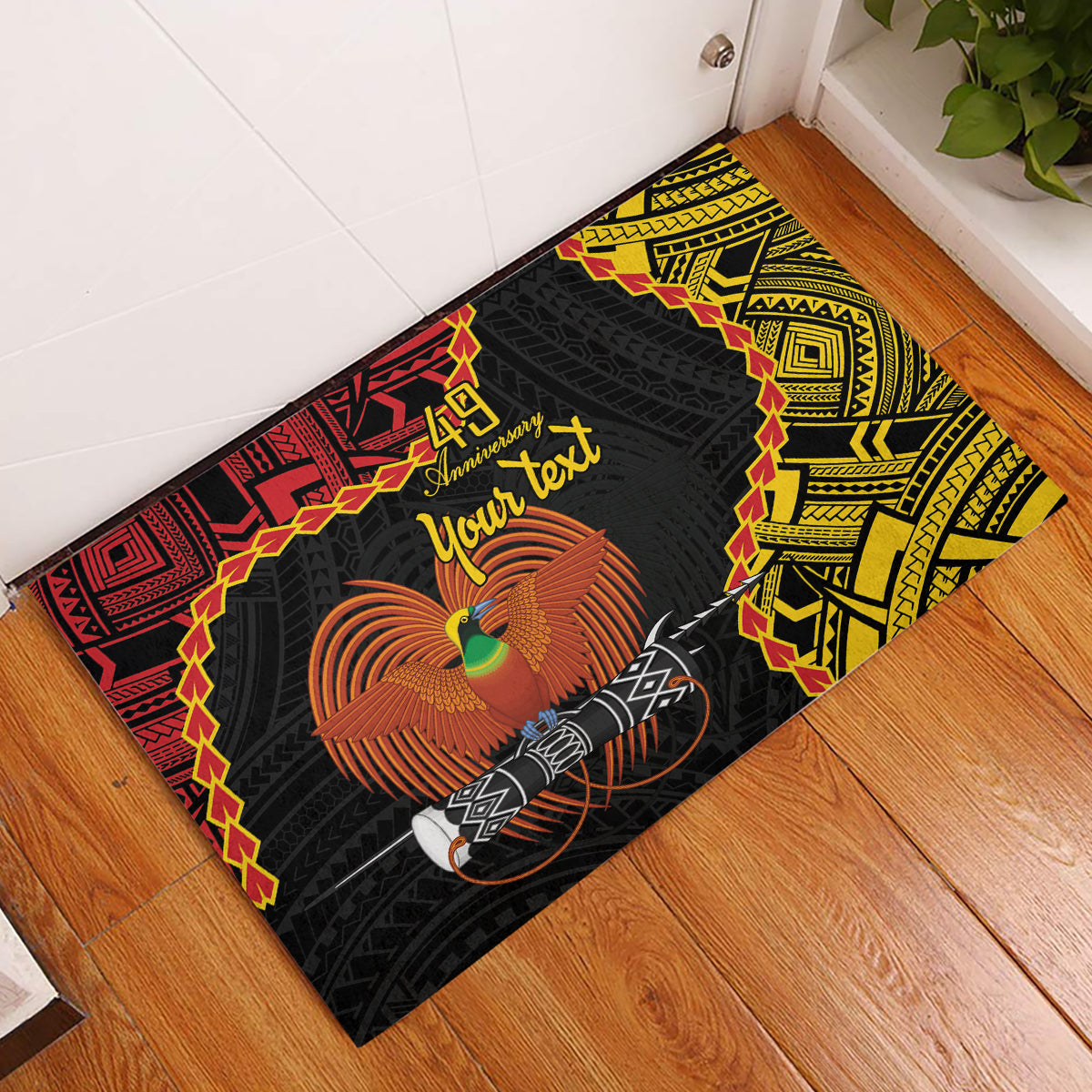 Personalised Papua New Guinea 49th Anniversary Rubber Doormat Hapi De bilong Indipendens Papua Niugini