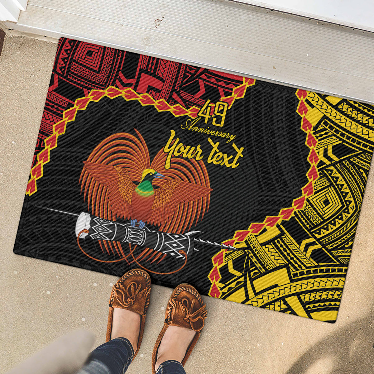 Personalised Papua New Guinea 49th Anniversary Rubber Doormat Hapi De bilong Indipendens Papua Niugini