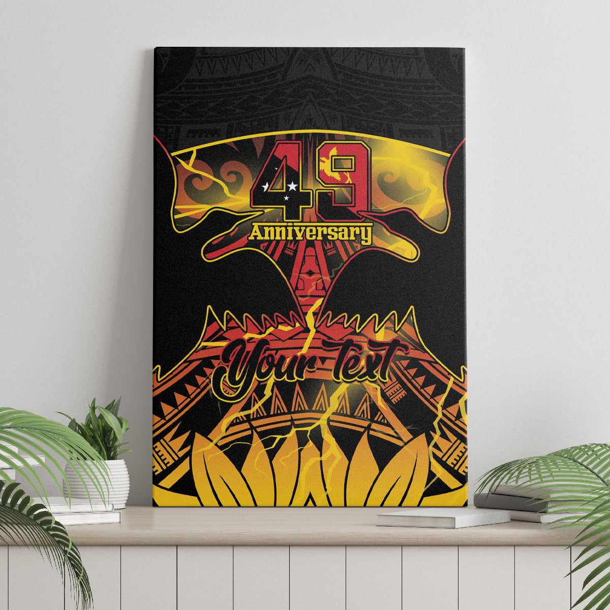 Personalised Papua New Guinea 49th Anniversary Canvas Wall Art Bird of Paradise Unity In Diversity
