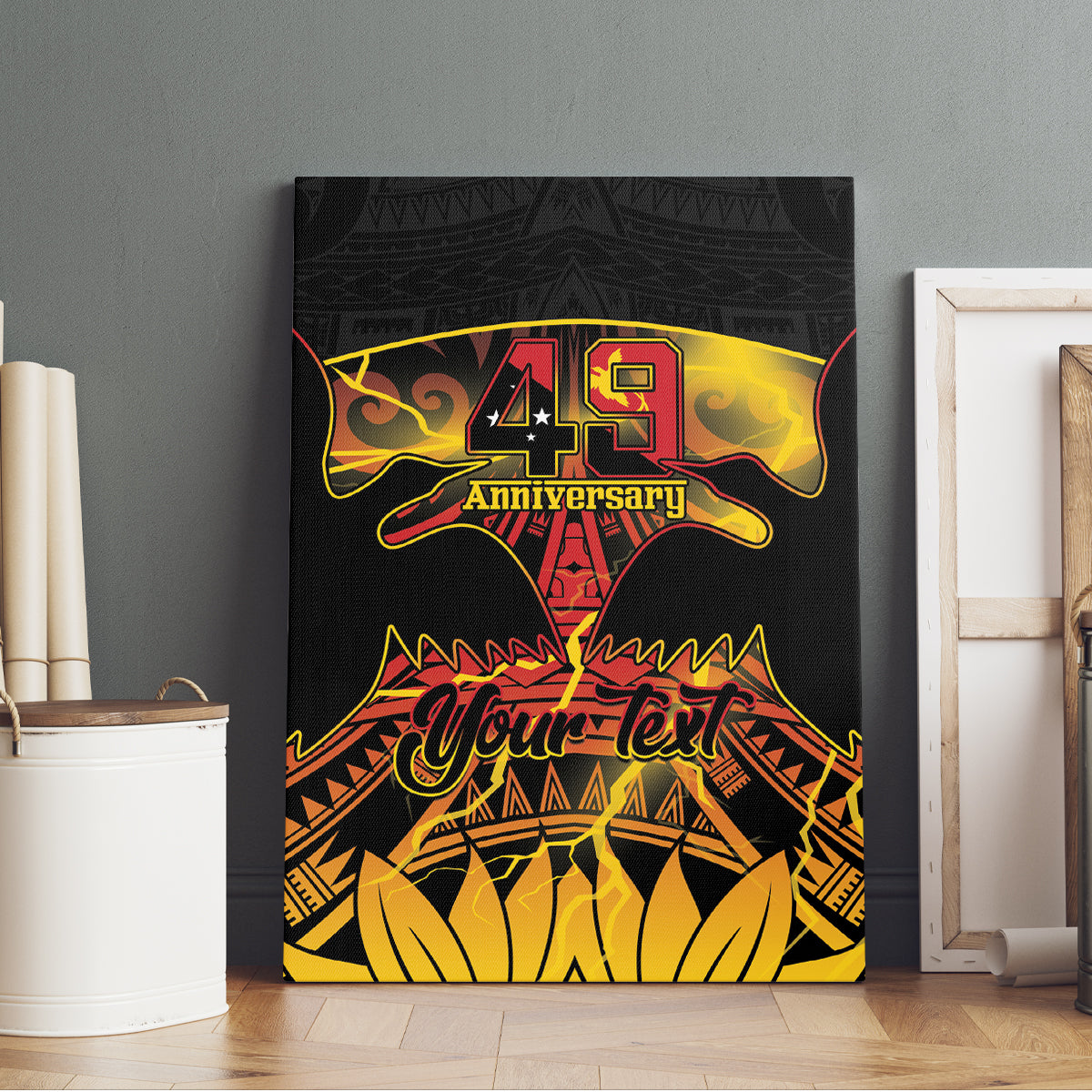 Personalised Papua New Guinea 49th Anniversary Canvas Wall Art Bird of Paradise Unity In Diversity