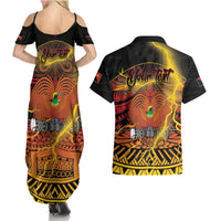 Personalised Papua New Guinea 49th Anniversary Couples Matching Summer Maxi Dress and Hawaiian Shirt Bird of Paradise Unity In Diversity