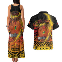Personalised Papua New Guinea 49th Anniversary Couples Matching Tank Maxi Dress and Hawaiian Shirt Bird of Paradise Unity In Diversity