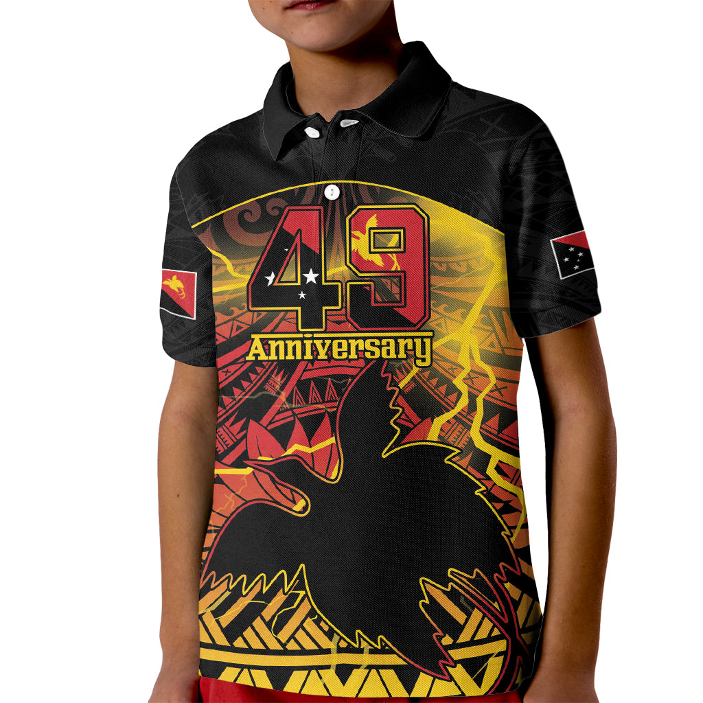 Personalised Papua New Guinea 49th Anniversary Kid Polo Shirt Bird of Paradise Unity In Diversity
