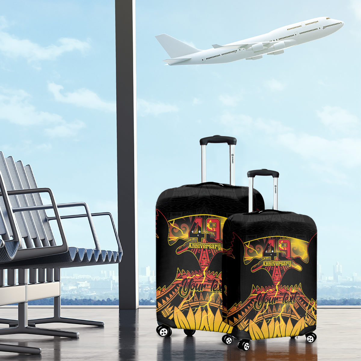 Personalised Papua New Guinea 49th Anniversary Luggage Cover Bird of Paradise Unity In Diversity