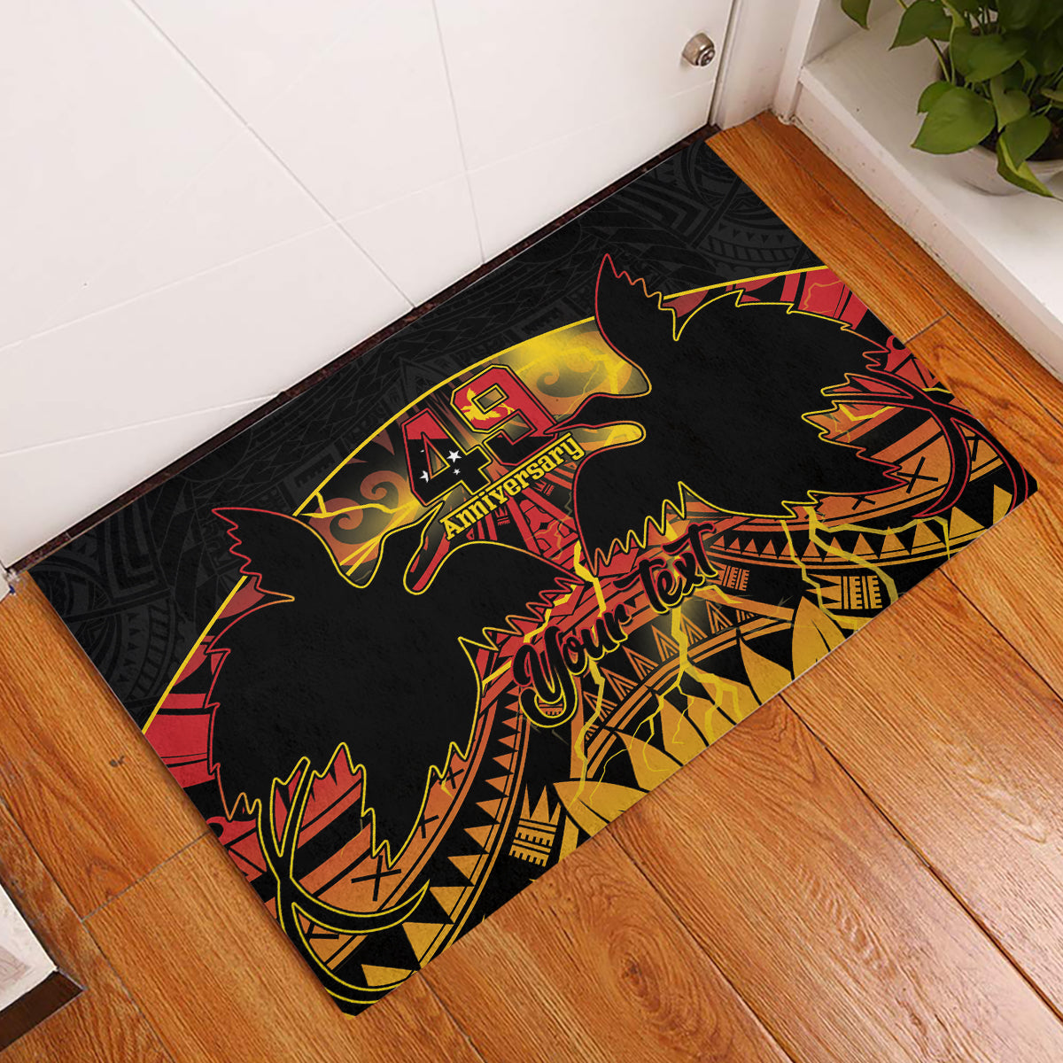 Personalised Papua New Guinea 49th Anniversary Rubber Doormat Bird of Paradise Unity In Diversity