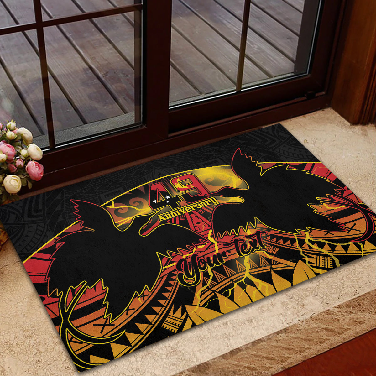 Personalised Papua New Guinea 49th Anniversary Rubber Doormat Bird of Paradise Unity In Diversity