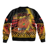 Personalised Papua New Guinea 49th Anniversary Sleeve Zip Bomber Jacket Bird of Paradise Unity In Diversity