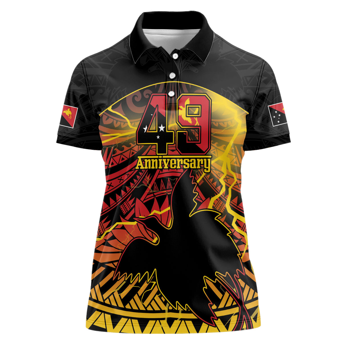 Personalised Papua New Guinea 49th Anniversary Women Polo Shirt Bird of Paradise Unity In Diversity