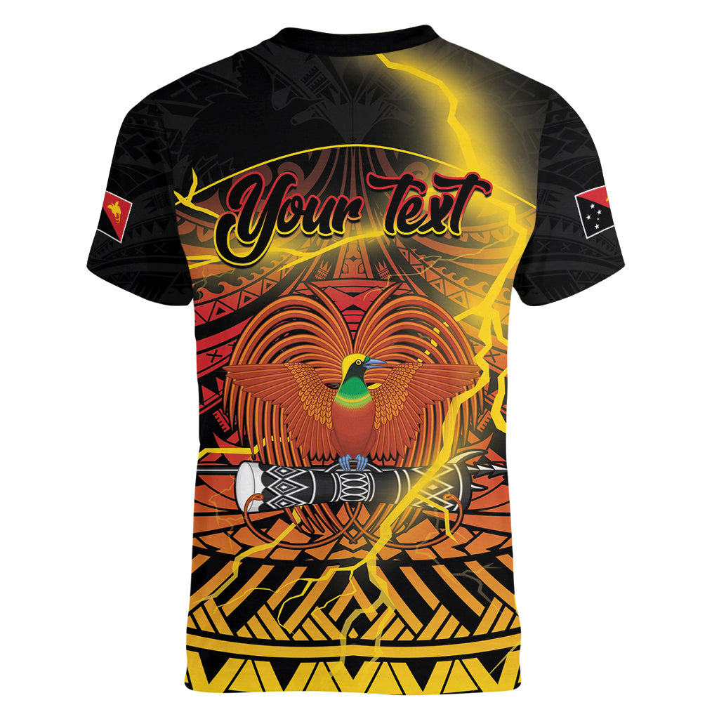 Personalised Papua New Guinea 49th Anniversary Women V-Neck T-Shirt Bird of Paradise Unity In Diversity