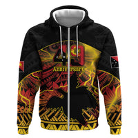 Personalised Papua New Guinea 49th Anniversary Zip Hoodie Bird of Paradise Unity In Diversity