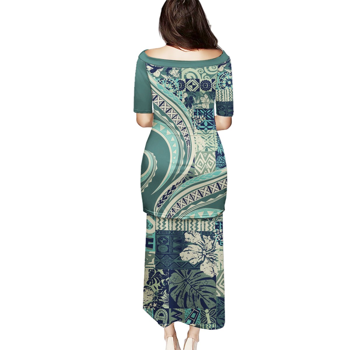 Hawaiian Hibiscus Tribal Vintage Motif Puletasi Ver 1 LT9 - Polynesian Pride