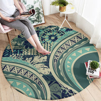 Hawaiian Hibiscus Tribal Vintage Motif Round Carpet Ver 1 LT9 - Polynesian Pride